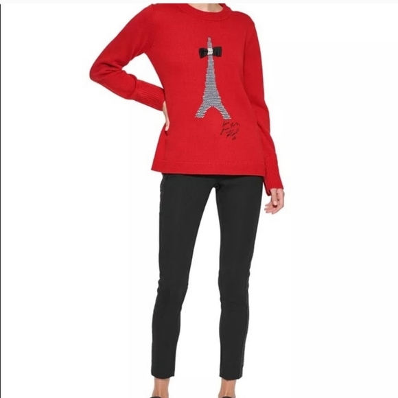 Karl lagerfeld pairs sweater red eiffel tower - Picture 2 of 14